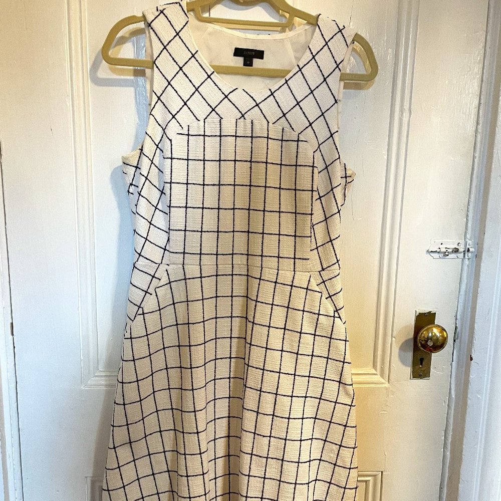 J.Crew A-Line Windowpane Check Tweed Dress - Fall Nautical Business Casual